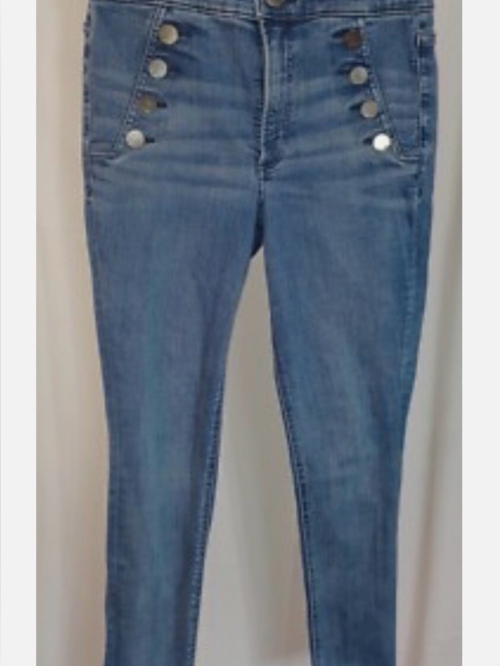 Express High-Rise Button-Front Blue Jeans
